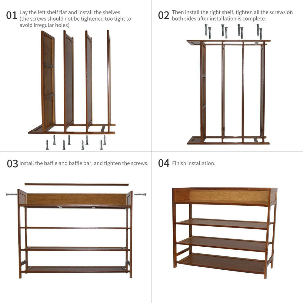 SOBIBO Bamboo Shoe Rack for Closet, 4-Tier Shoe Organizer, Natural, 31.5'...