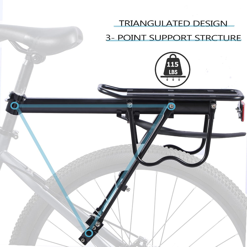 Rear Bike Rack,Bike Cargo Rack w/Fender & Large Size Reflective,Quick Rel...