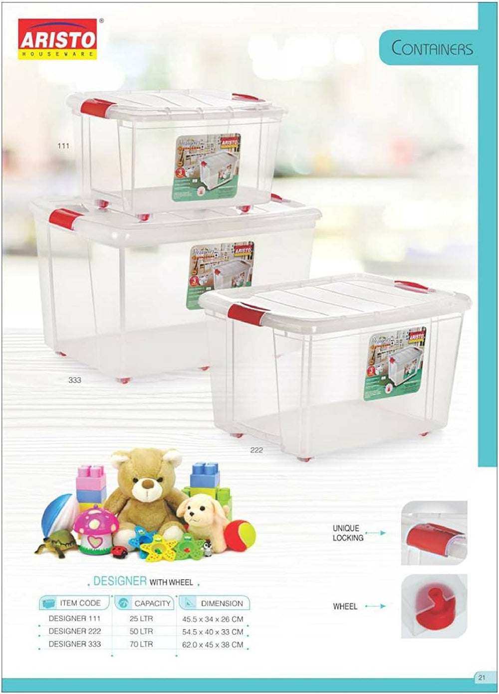 AIR O MATIC ARISTO Multipurpose Plastic Storage Container Box with Wheels 45 ...
