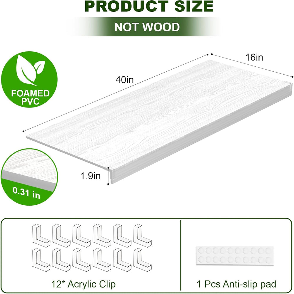 Wire Shelf Cover, PVC Wire Rack Covers for Pantry 40" W X 16" D