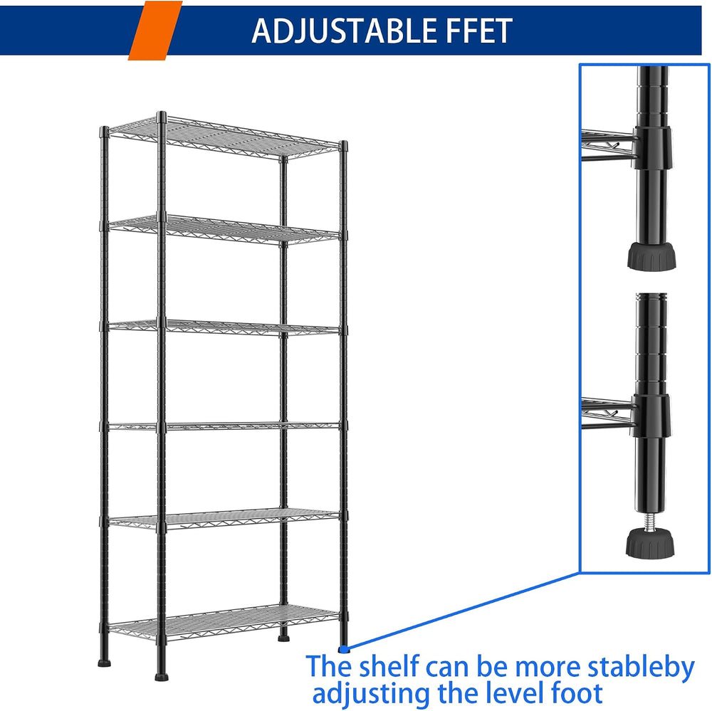 REGILLER 6-Wire Shelving Metal Storage Rack Adjustable Shelves,Standing Stora...