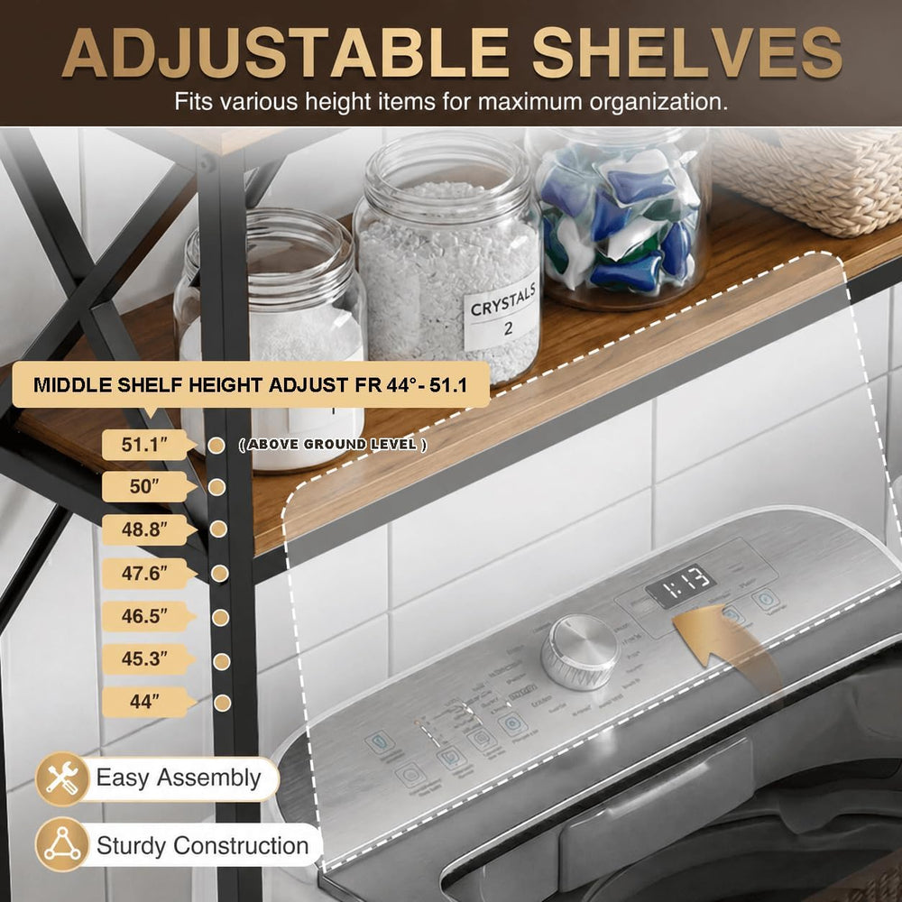 Laundry Over The Washer and Dryer Storage Shelf, 2 Tiers Laundry Room Freesta...