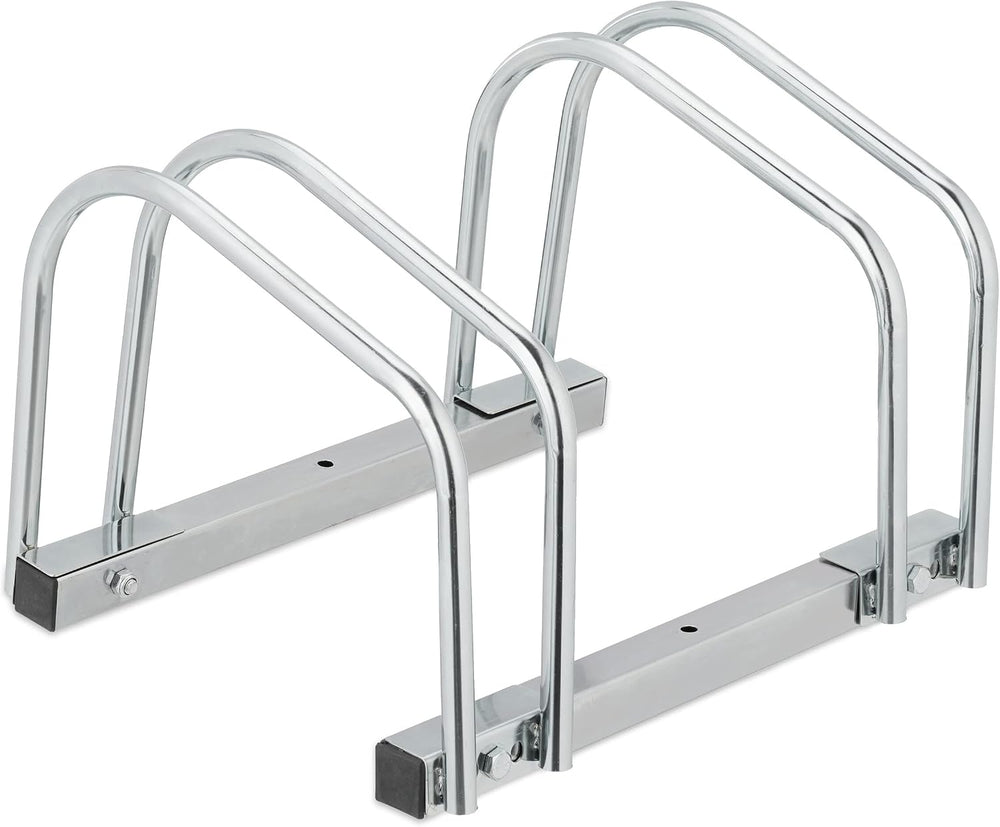Relaxdays Floor Bike Rack, Silver, 26.5 x 40.5 x 33 cm