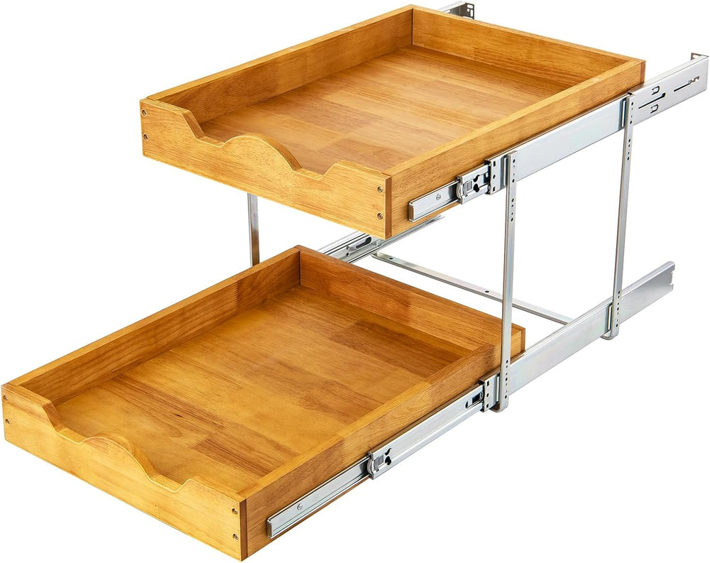 DINDON 2 Tier Pull Out Cabinet Organizer (17" W x 21" D) Wood And M...