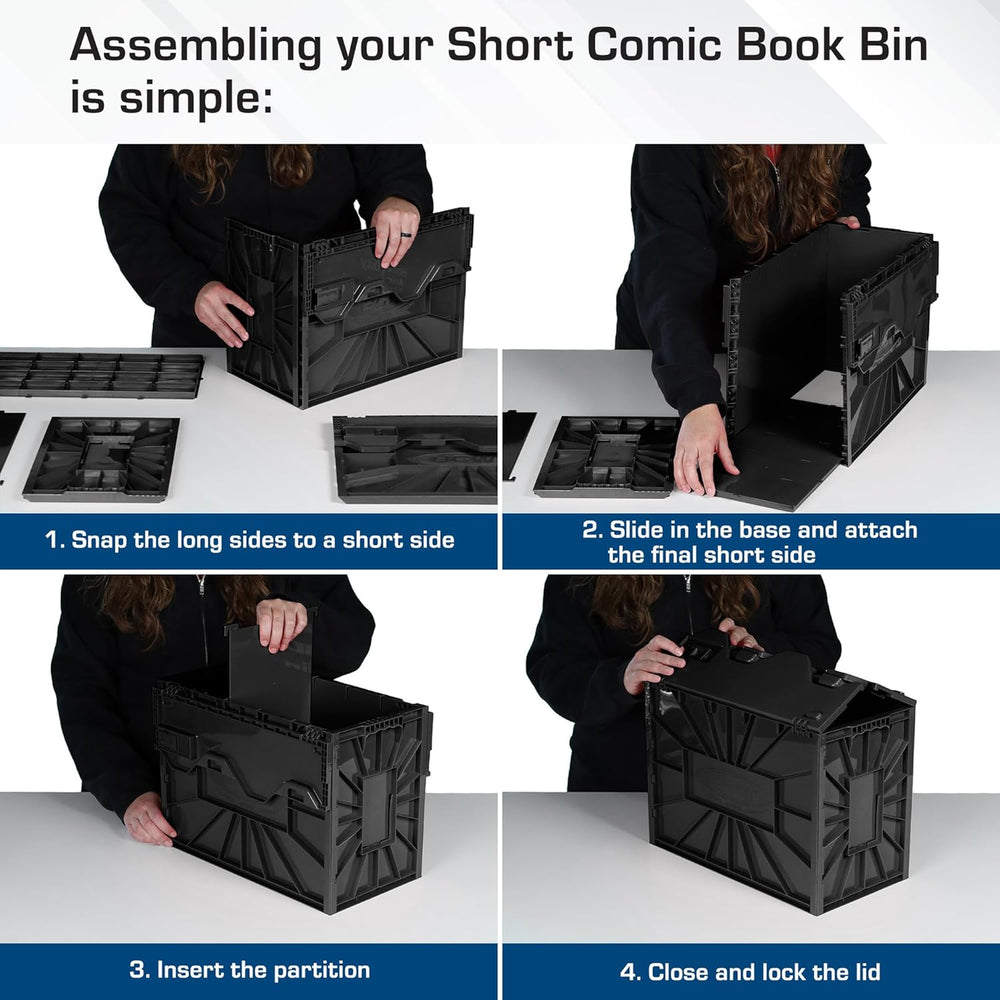 BCW Short Comic Book Bin, Holds 150 Comics Each, Black, 10 Pack