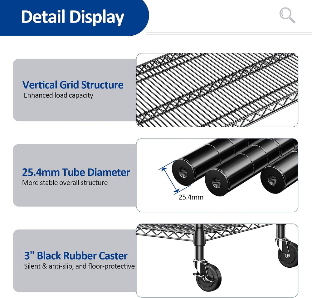 IZEUK Heavy Duty Metal Wire Garage Storage Shelves with 72 Inches Tall