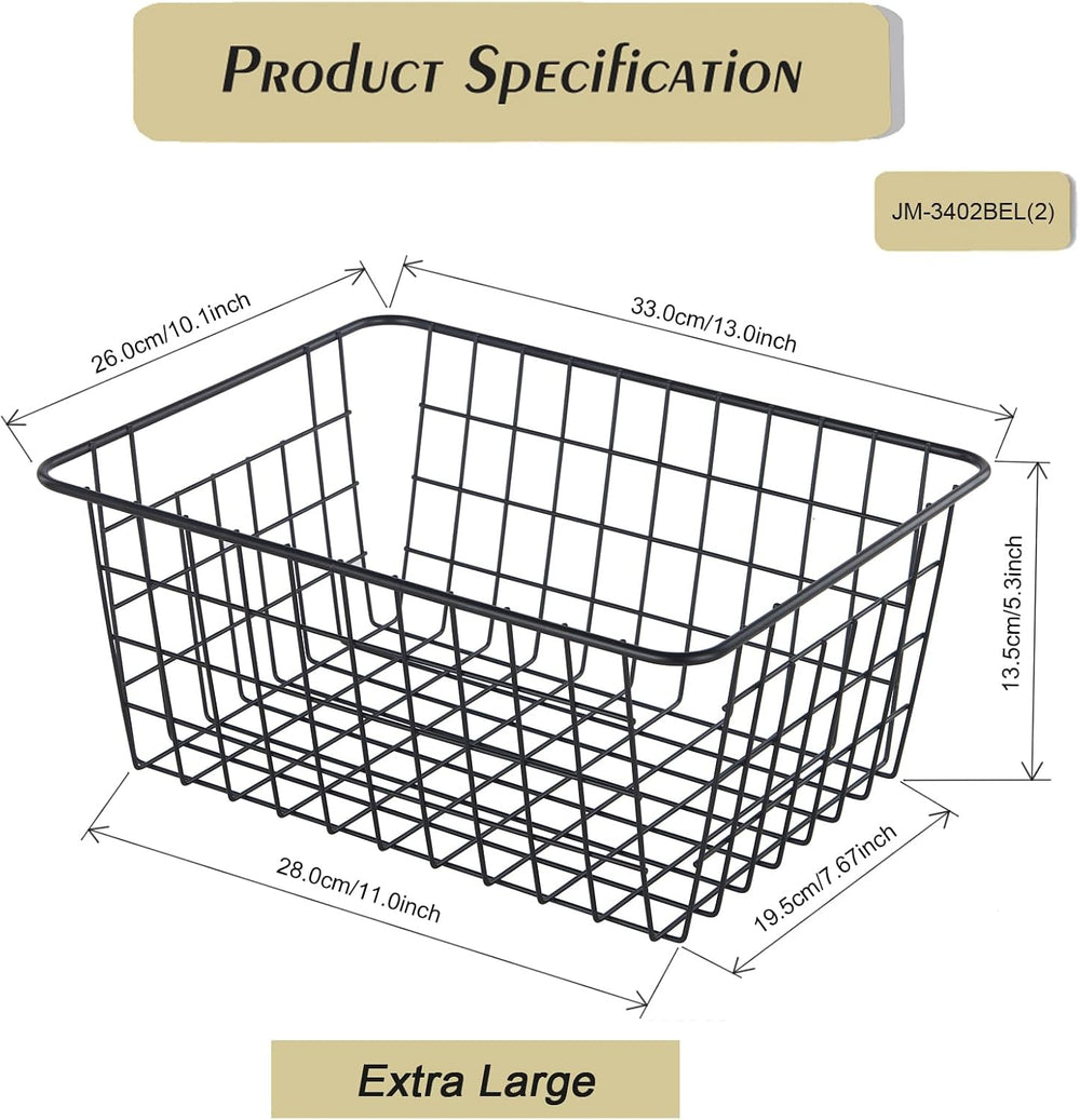 JUNCHU CHERRY 【Extra Large】Wire Kitchen Storage Basket 4 Packs,Perfect Pantry...
