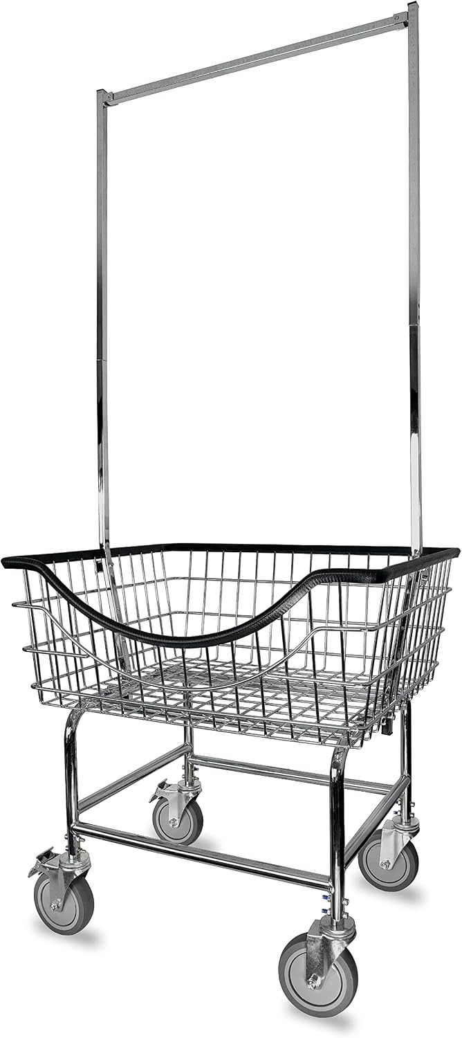 LVP Big Brother Commercial Laundry Cart with Dual Pole Rack 3.25 Bushels (Chr...