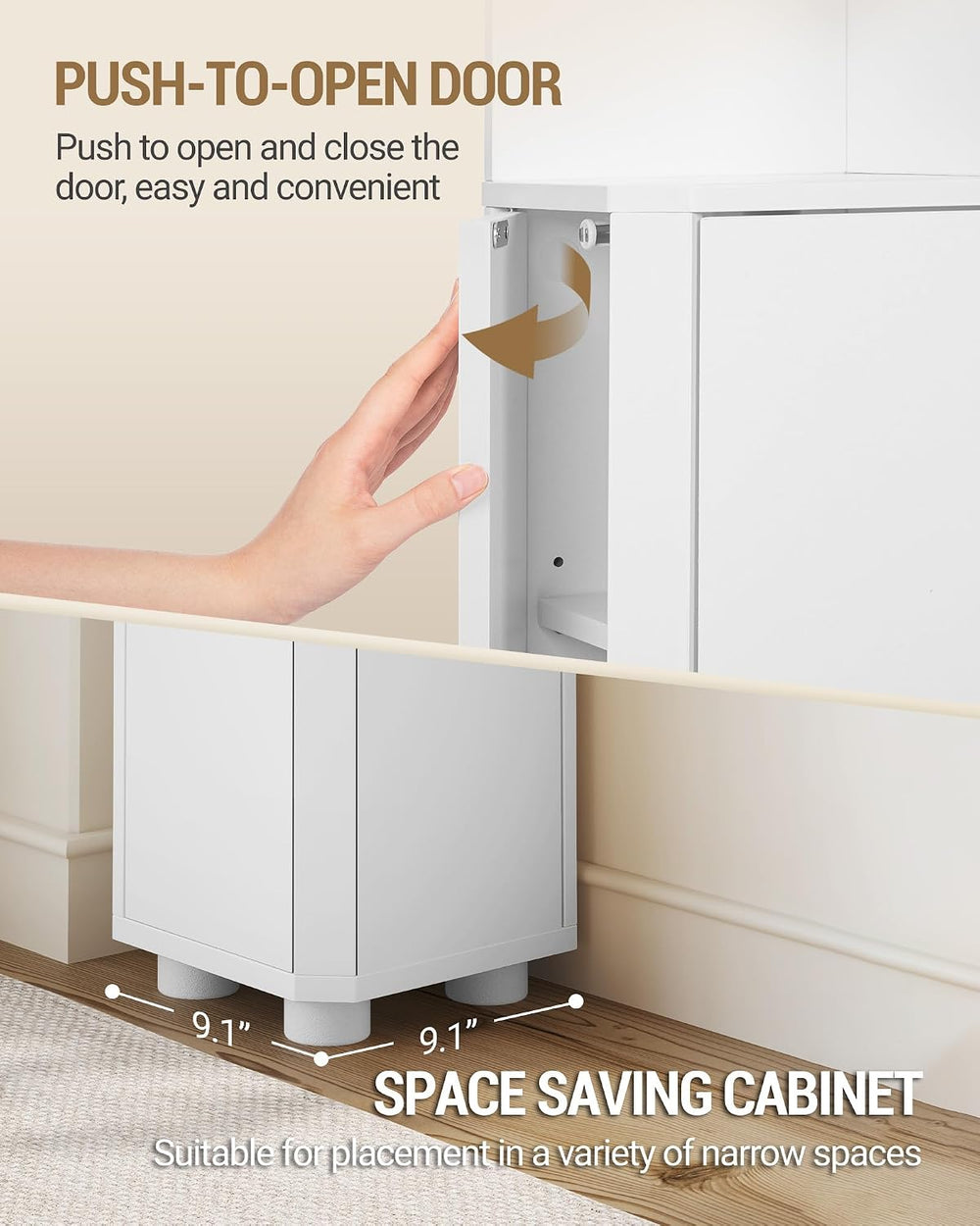 Hzuaneri Corner Bathroom Cabinet,Small Corner Floor Cabinet with 4 Doors
