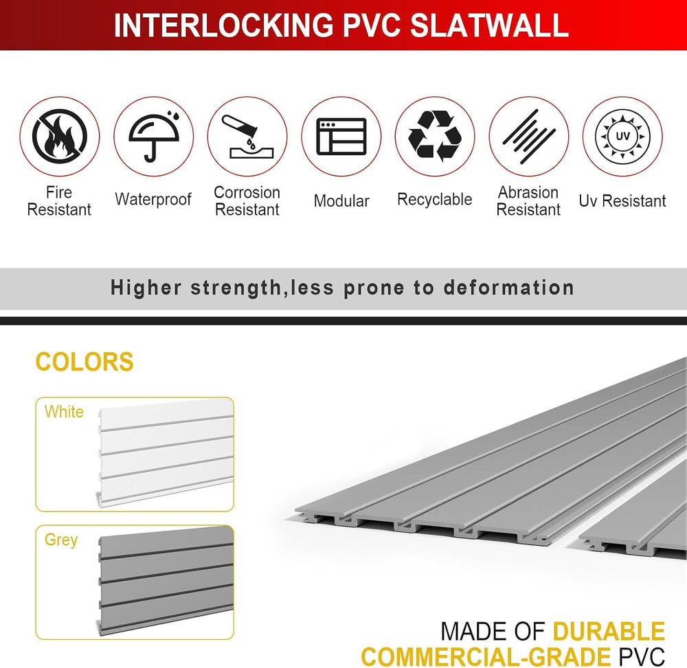 Slatwall Panels, 4 x 8 ft Garage Wall Organizer Storage Systems