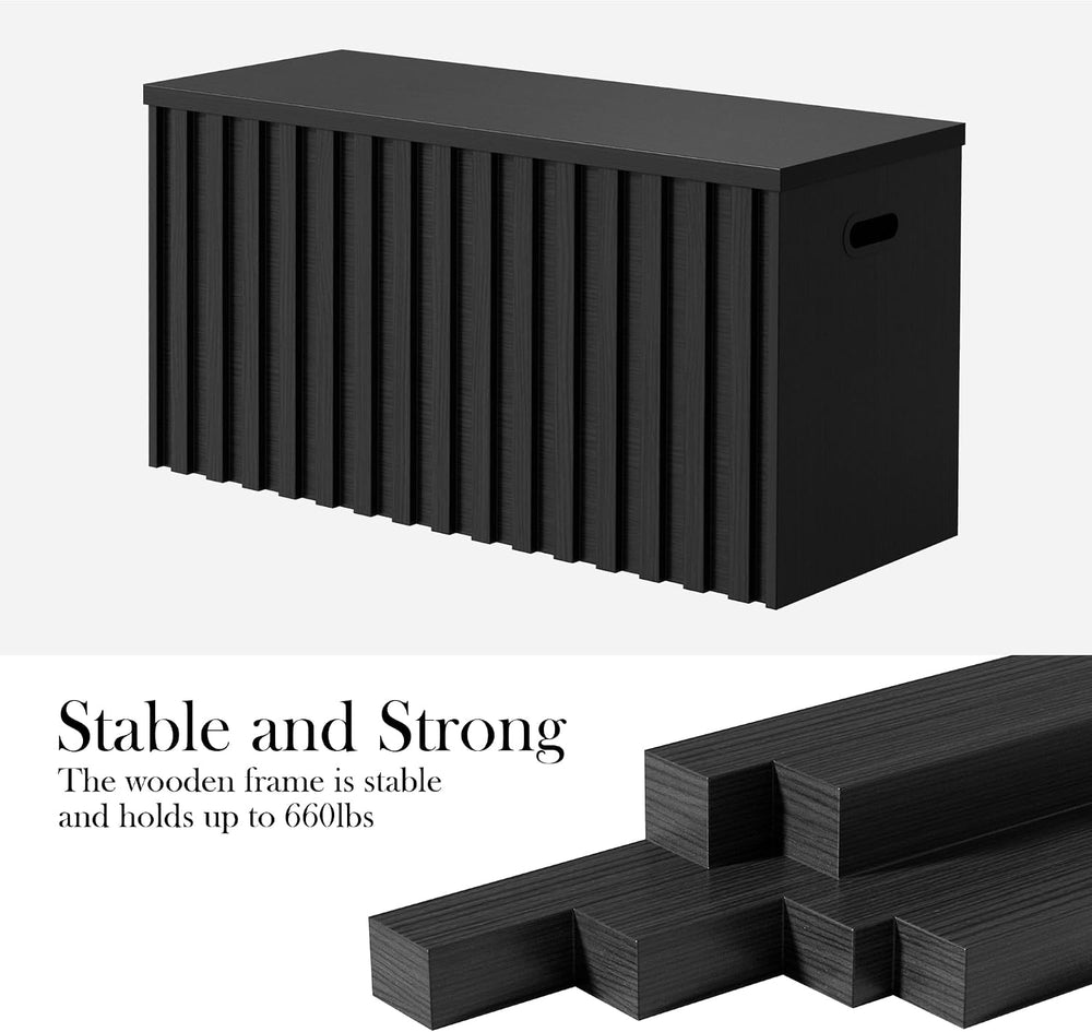 UEV Storage Bench,39.4" Wood Box, Storage Trunk with 2 Safety Hinges, Ot...