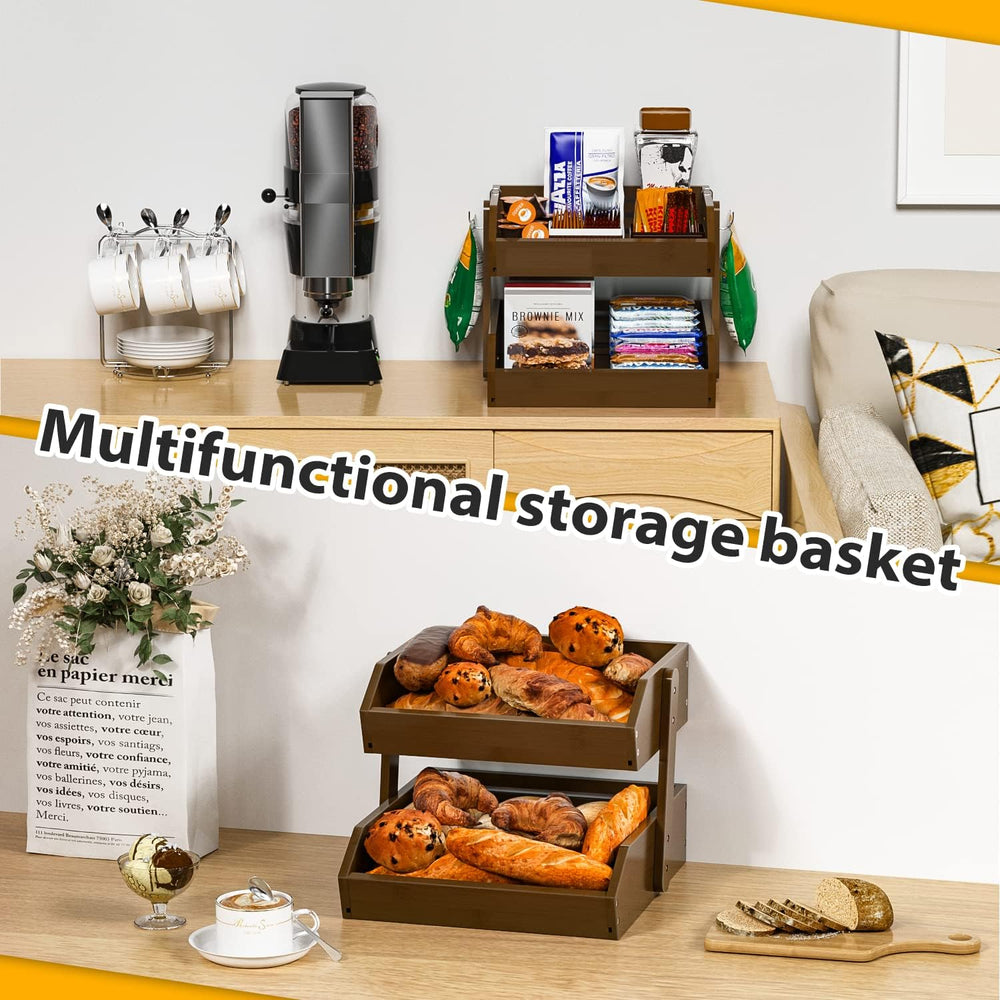 Gmtsl Bamboo Fruit Basket for Kitchen, Fruit Holder for Kitchen Countertop