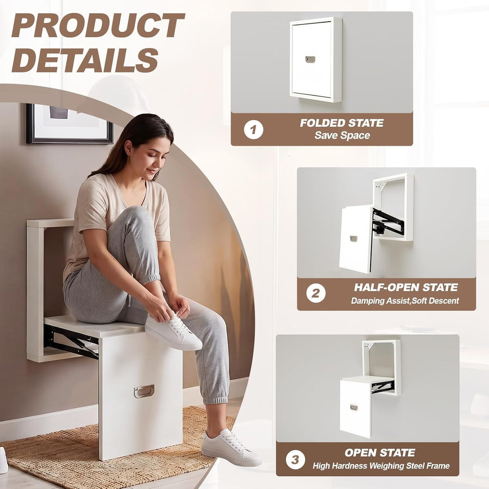 Geelin 1 Pcs Wall Mounted Folding Chair, Modern Entryway Shoe Changing Stool,...