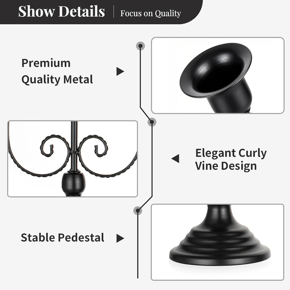 NUPTIO Taper Candle Holders for Candlestick: Black Candelabra for Halloween