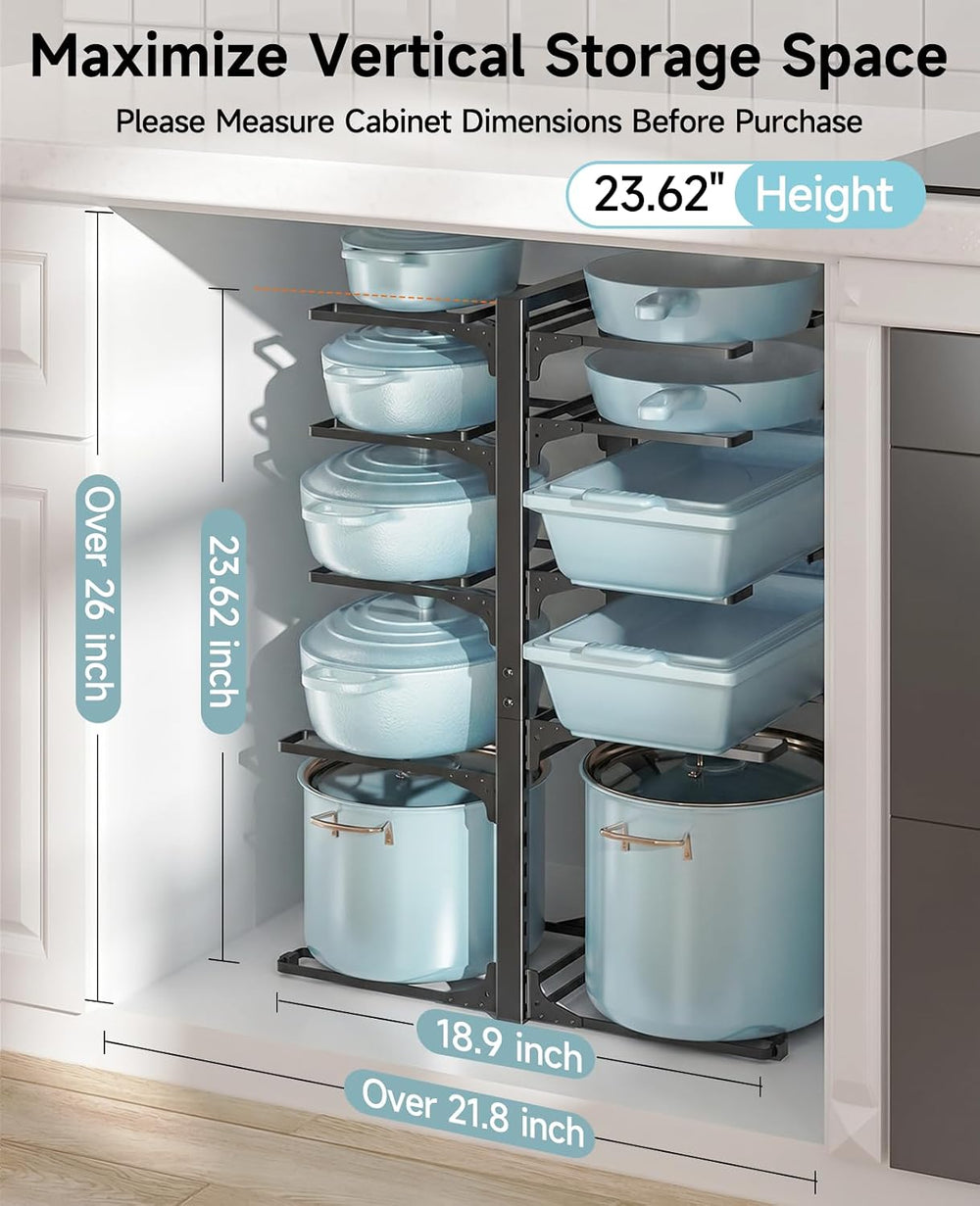 MUDEELA 10-Tier Pots and Pans Organizer Rack, 23.62" H for Cast-iron Pans