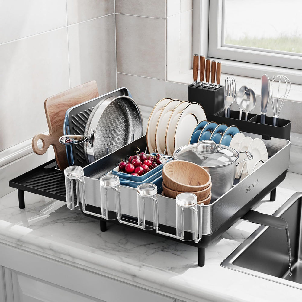 Large Dish Drying Rack, Expandable Dish Rack for Kitchen Counter, 304 Stainle...