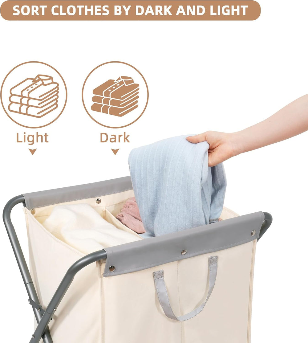 STORAGE MANIAC 125L Collapsible Laundry Hamper with Wheels, Rolling Laundry B...