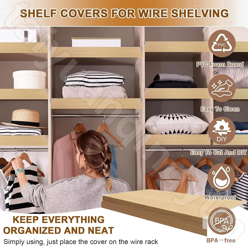 Wire Shelf Cover 16x48 inch, 4Pcs White Shelf Covers for Wire Shelving, 3in T...