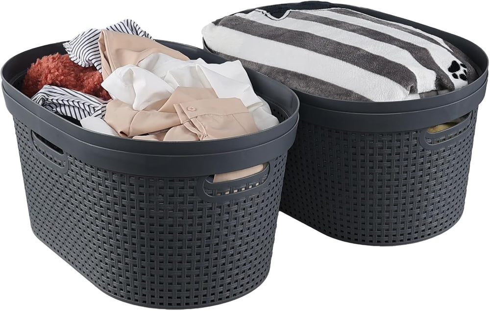 4 Packs Plastic Laundry Baskets, 41L Large Storage Laundry Hamper
