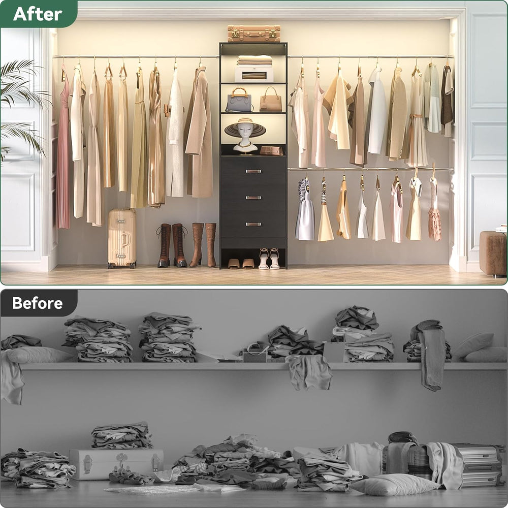 Besiost 96'' Closet Organizer System with 3 Hanging Rods, 8FT Closet ...