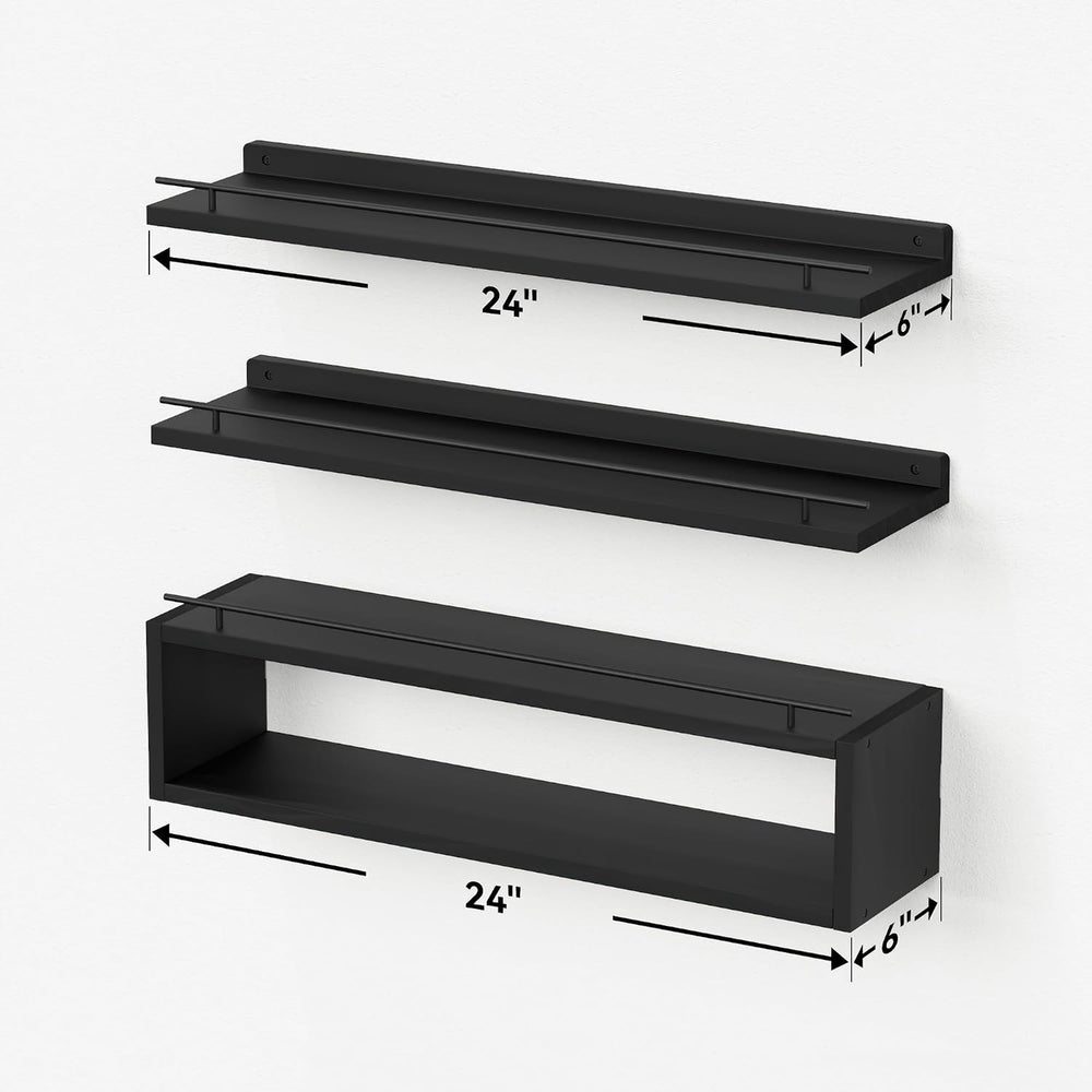 WOPITUES Floating Shelves for Wall 24 inch with Cube Shelf, Wall Shelves with...