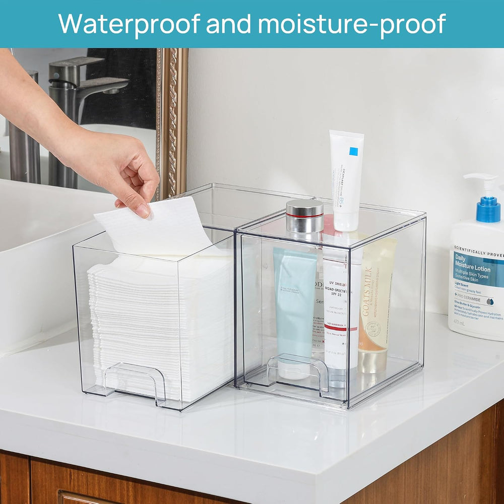 Vtopmart Clear Stackable Storage Drawers, 4 Pack Tall Plastic Organizers