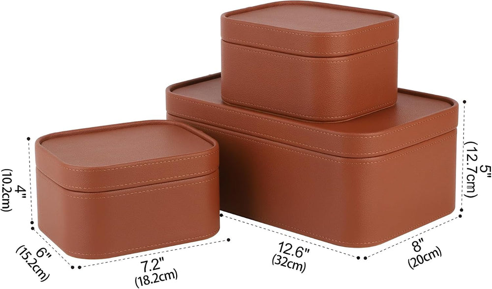 HofferRuffer Faux Leather Decorative Storage Boxes, Dust proof Storage Shelf ...