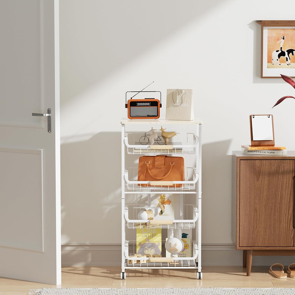 NiuYichee 5-Layer Fruit Basket Kitchen Food Organizer and Rack, Stackable Sto...