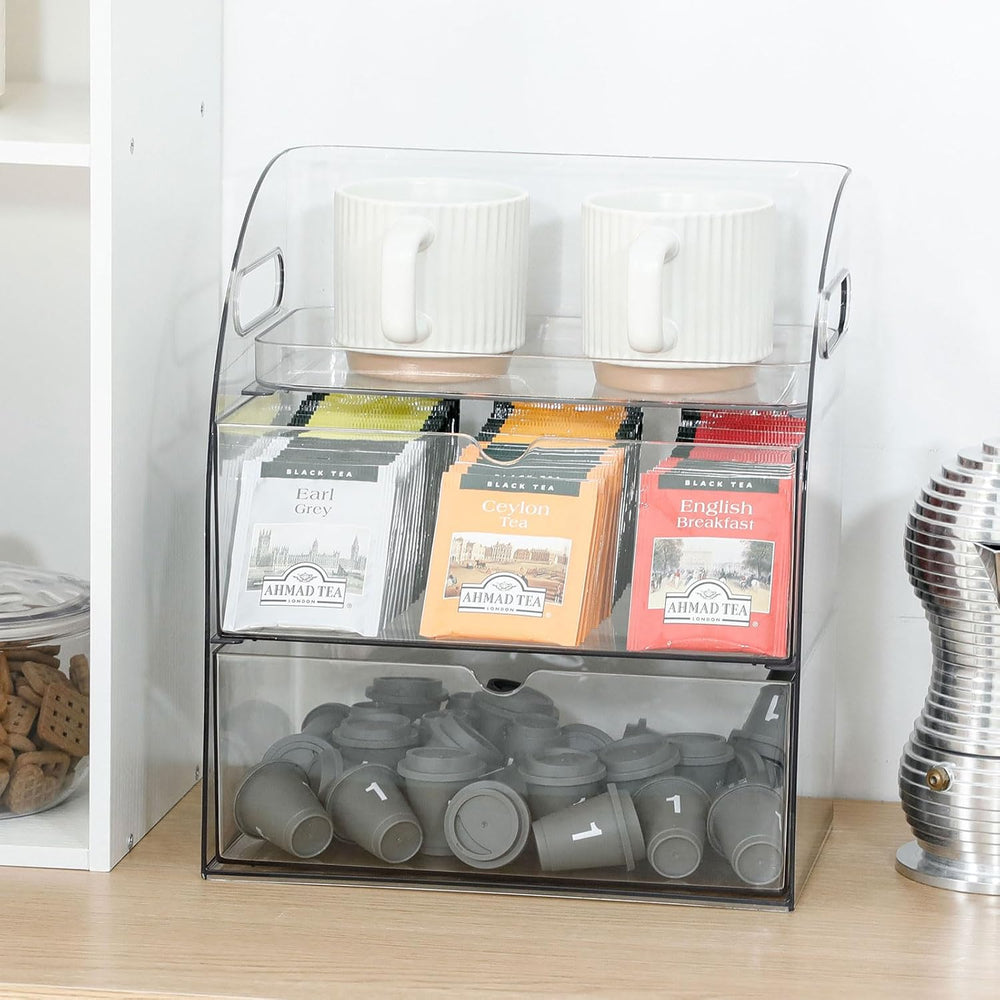 Clear Kitchen and Pantry Organizer with Drawers, Plastic