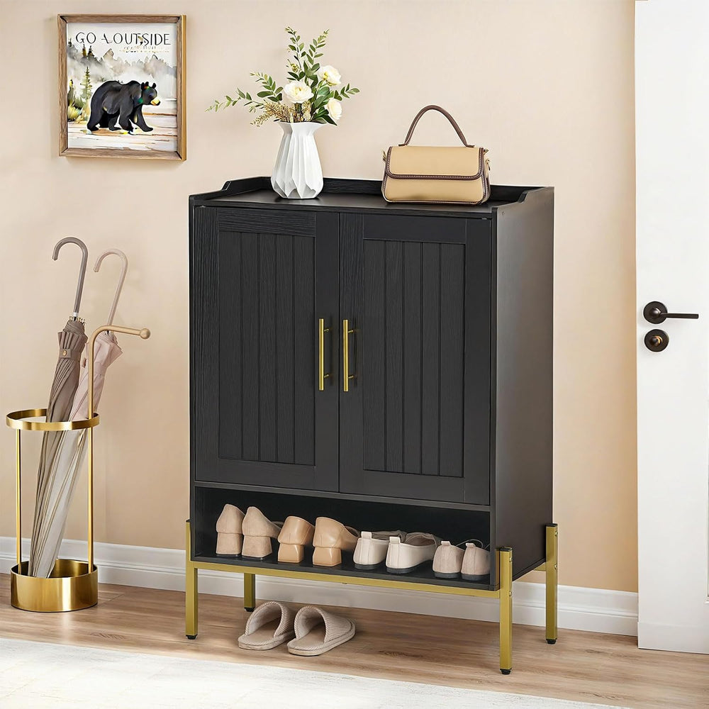 HOOBRO Shoe Cabinet, 5-Tier Shoe Storage Organizer with Doors, Wooden Shoe Ca...