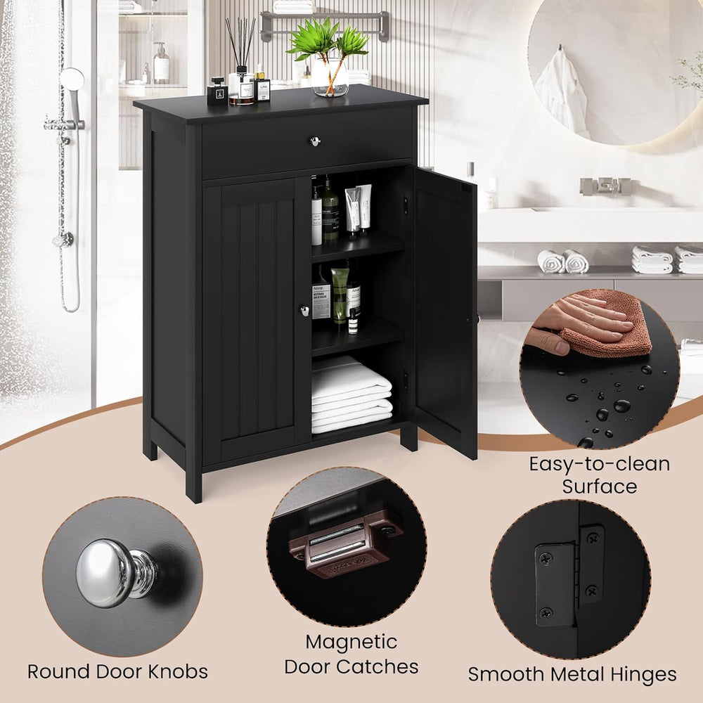 GIANTEX Storage Cabinet, Freestanding Bathroom Cabinet with 2 Doors, 1 Drawer...