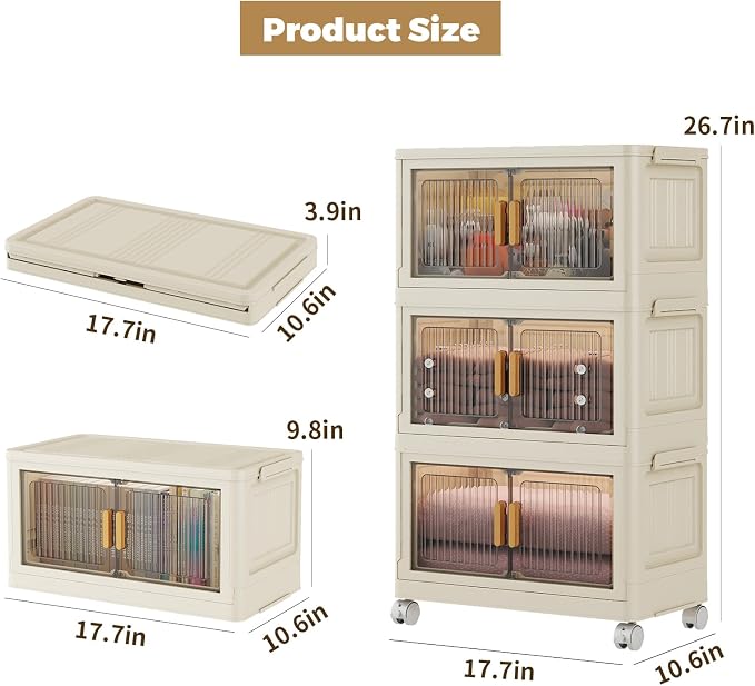 3 Tier Stackable Plastic Storage Bins