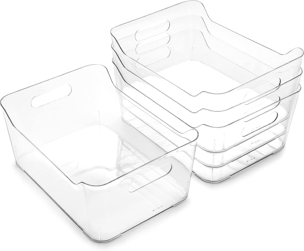 BINO | Plastic Organizer Bins, Large - 4 Pack | THE SOHO COLLECTION | Multi-U...