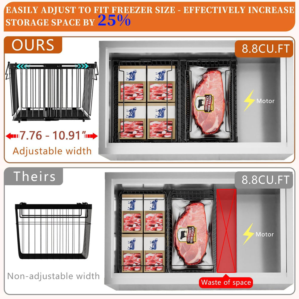 Large Freezer Organizer Bins for 5 to 9 Cu.Ft,Leak-Proof Bottom，3 Pack