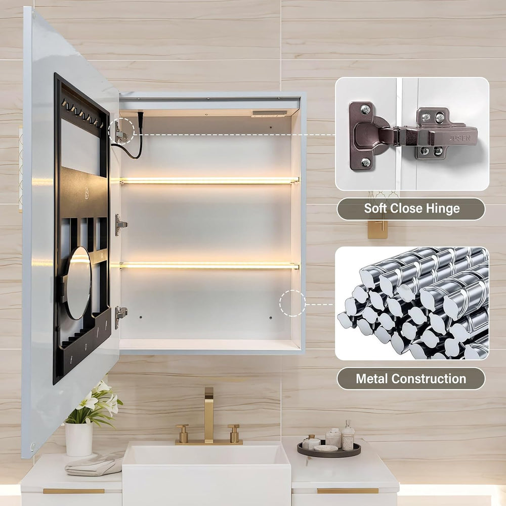 LED Medicine Cabinet with Light,Mirror Cabinet with Cosmetics Storage Rack,3X...
