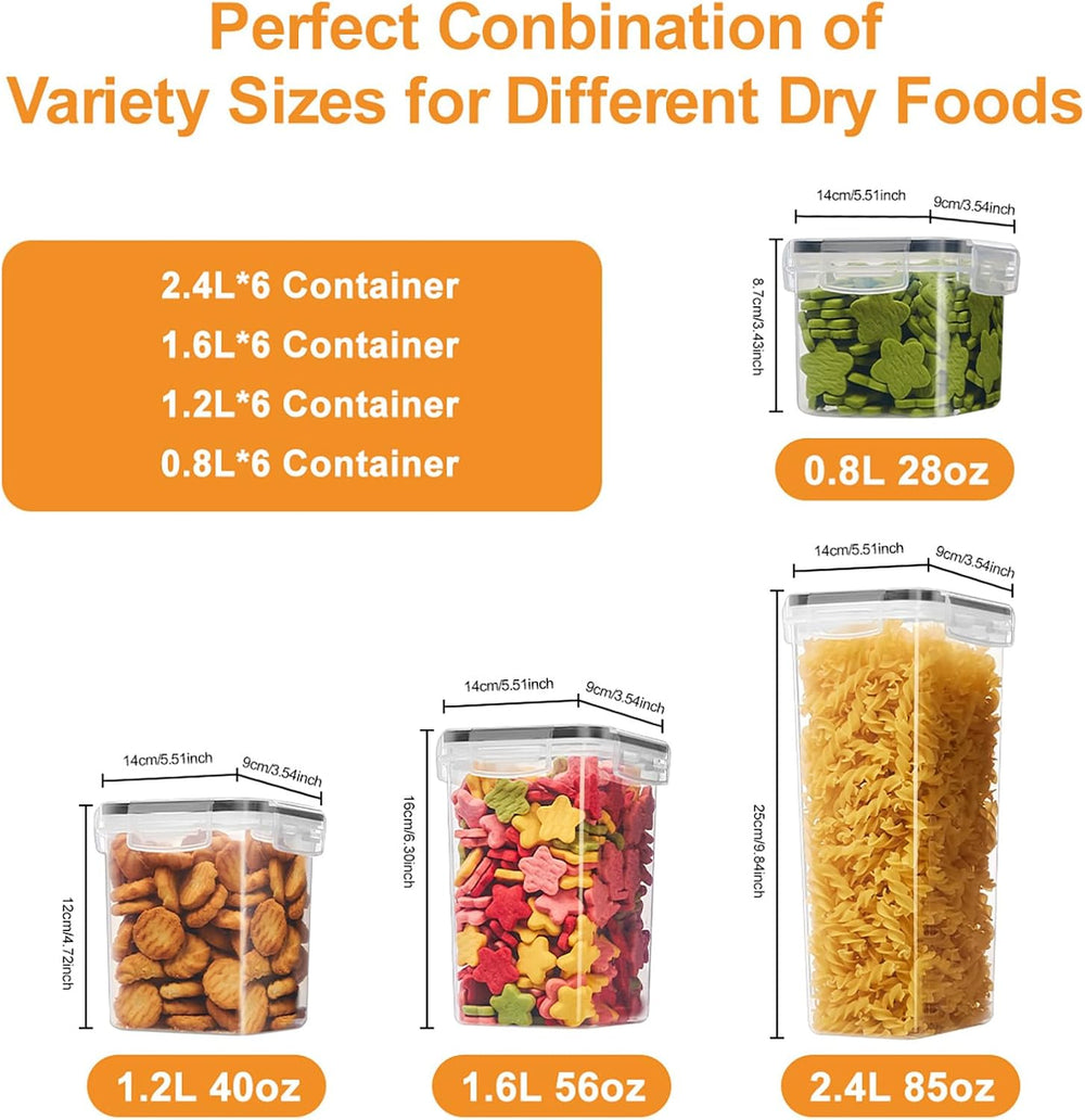 24 PCS Airtight Food Storage Containers with Lids, Plastic Kitchen and Organi...