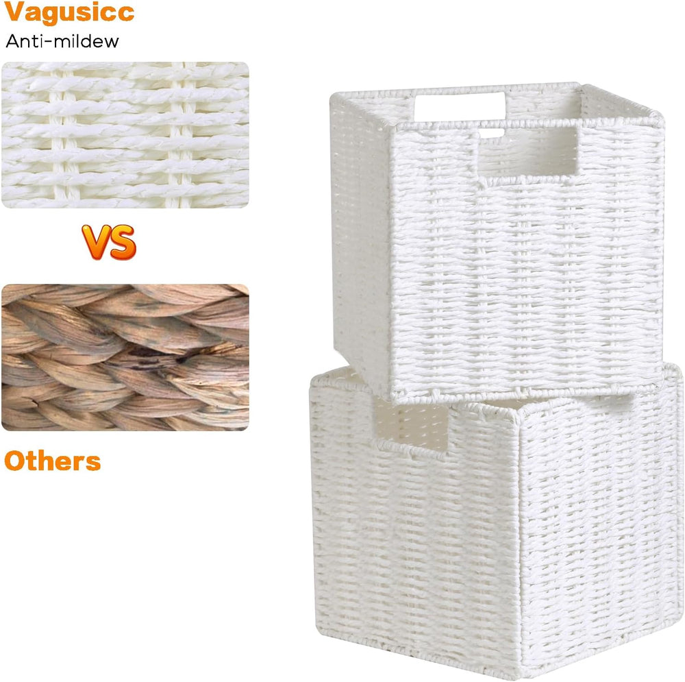 Vagusicc Wicker Storage Basket, Set of 2 Hand-Woven Storage Baskets for Organ...