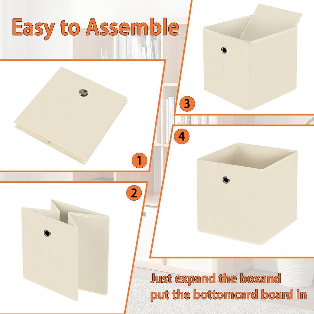 Foldable Storage Cubes Bins ,11 Inch Cloth Storage Cube Fabric Storage Box Cu...