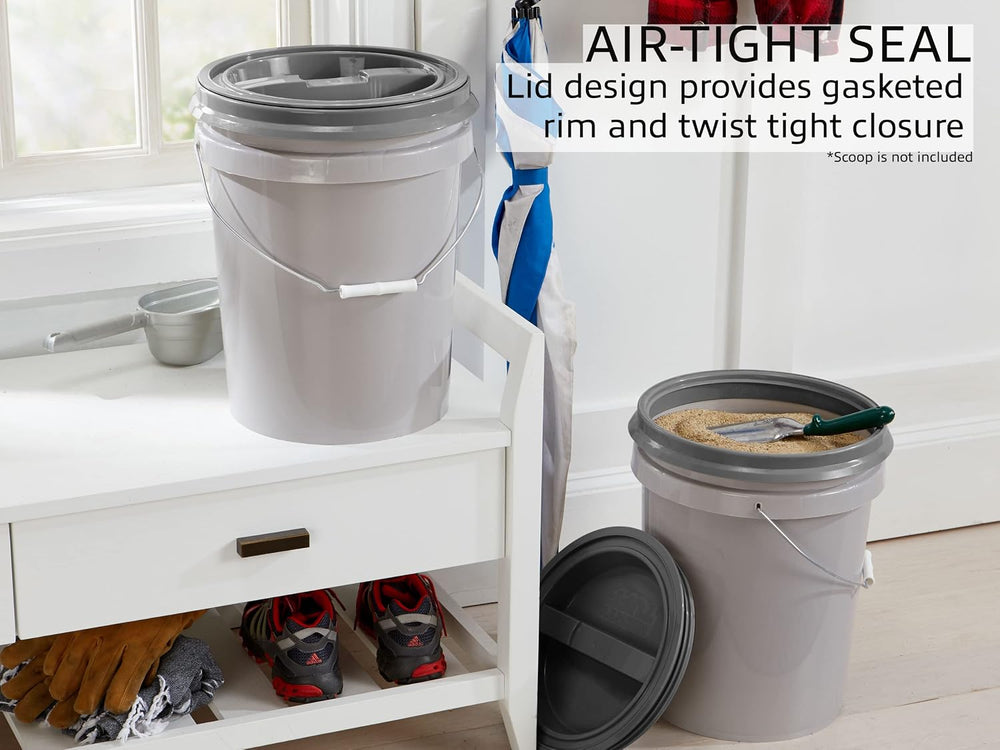 Mighty Tuff 5 Gallon / 21 Pound Pet Food Storage Container, Pack of 2 with Me...