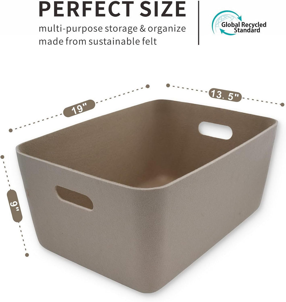 Welaxy Nordic Large Storage Basket Ultra Soft Structured Bin, Stone White