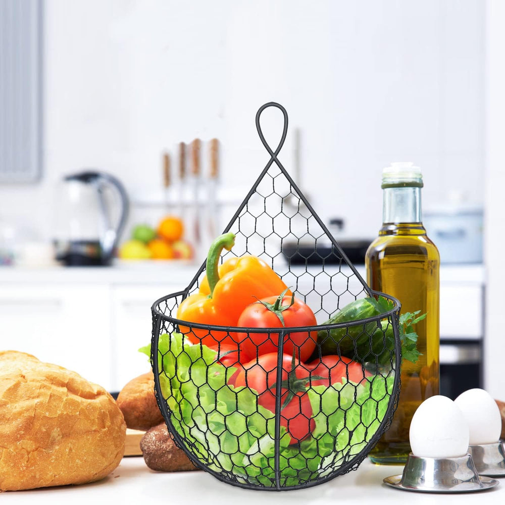 ERYTLLY Metal Fruit And Vegetable Storage Hanging Basket Wall Mounted, For Ki...