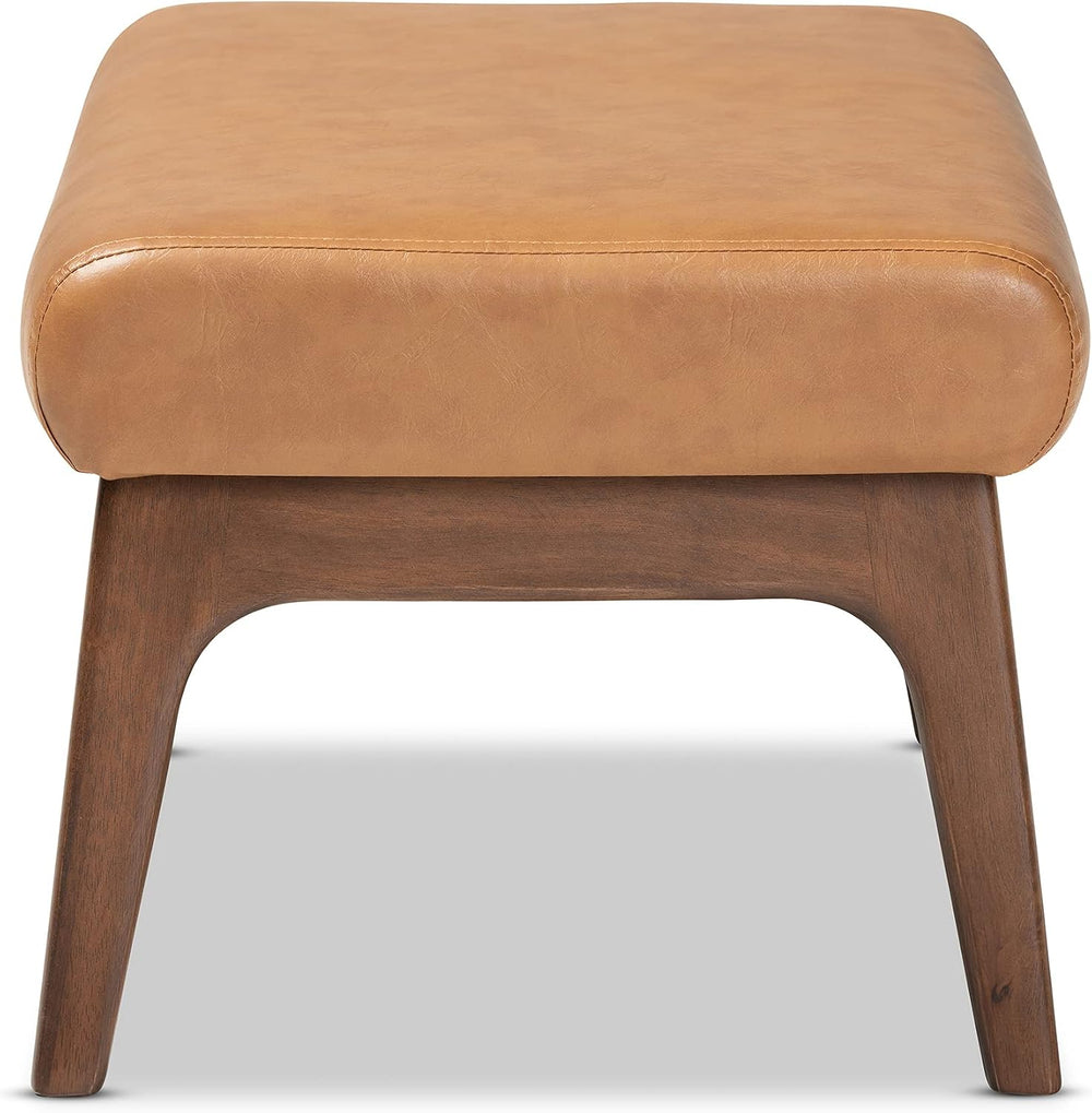 Baxton Studio Bianca Mid-Century Modern Walnut Brown Finished Wood and Tan Fa...