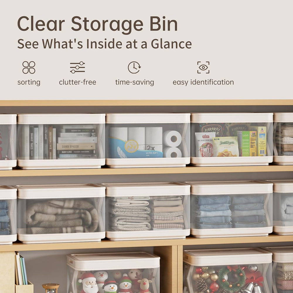 HAIXIN Collapsible Storage Bin with Lid 8.4 Gal, Clear Storage Totes 3 Pack