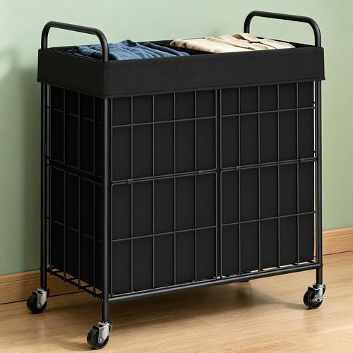 100l 2-section laundry hamper with wheels, laundry basket, main product view