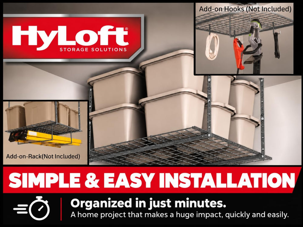 Hyloft Overhead Steel Garage Storage System, Ceiling Rack, 45-Inch x 45-Inch,...
