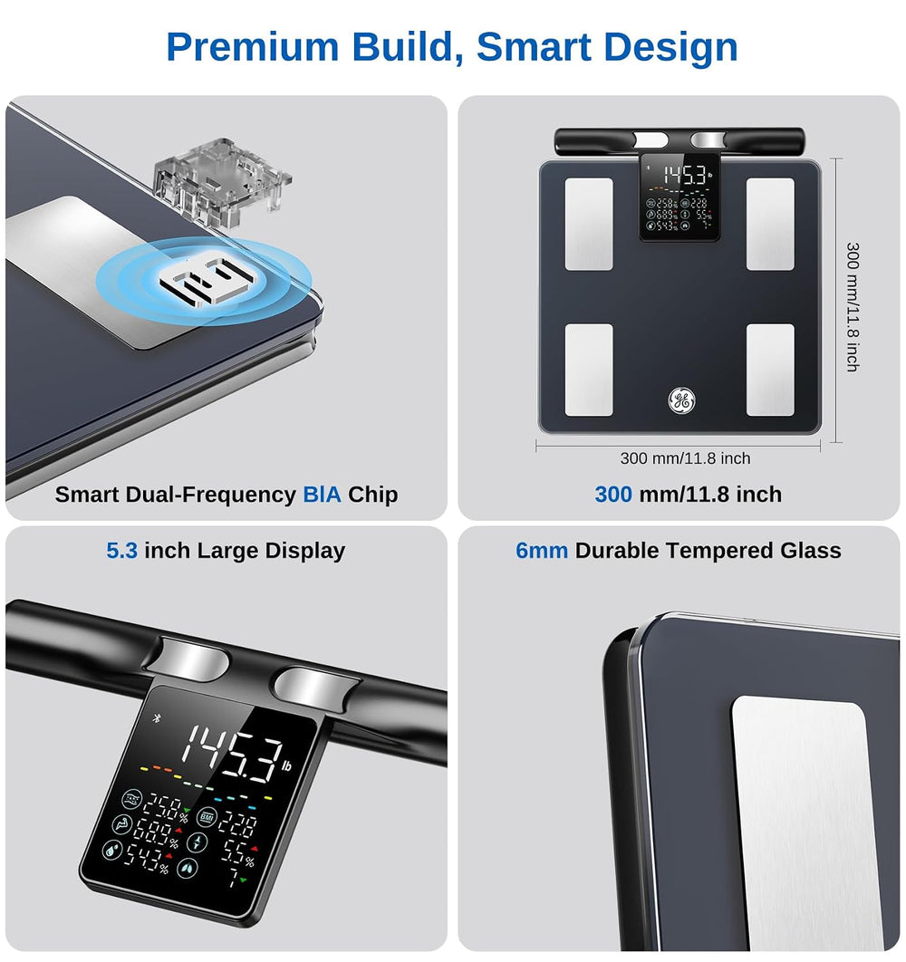 GE Smart Scale for Body Fat with BMI Muscle Mass: 5.3-inch Handle Display