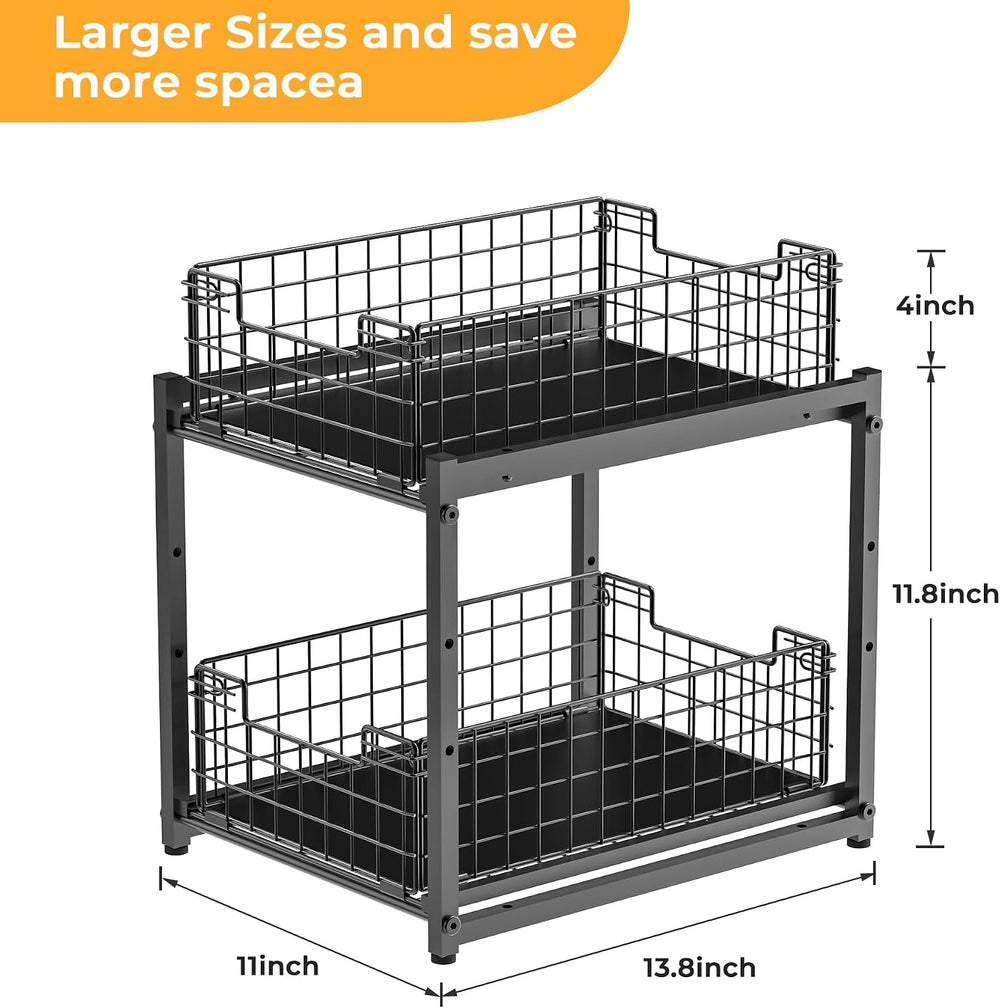 Under Sink Organizer, 2-Tier Pull Out Cabinet Organizer, Kitchen Bathroom Org...