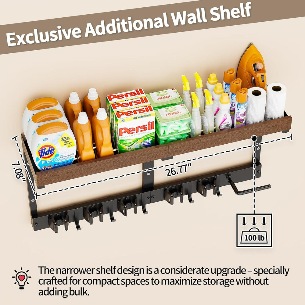 Broom and Mop Organizer Wall Hanging, Broom Hanger Holder Wall Mount