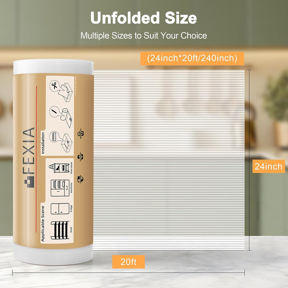 FEXIA Shelf Liner 2 Rolls 24IN x 20FT for Kitchen Cabinet Drawer, Fridge