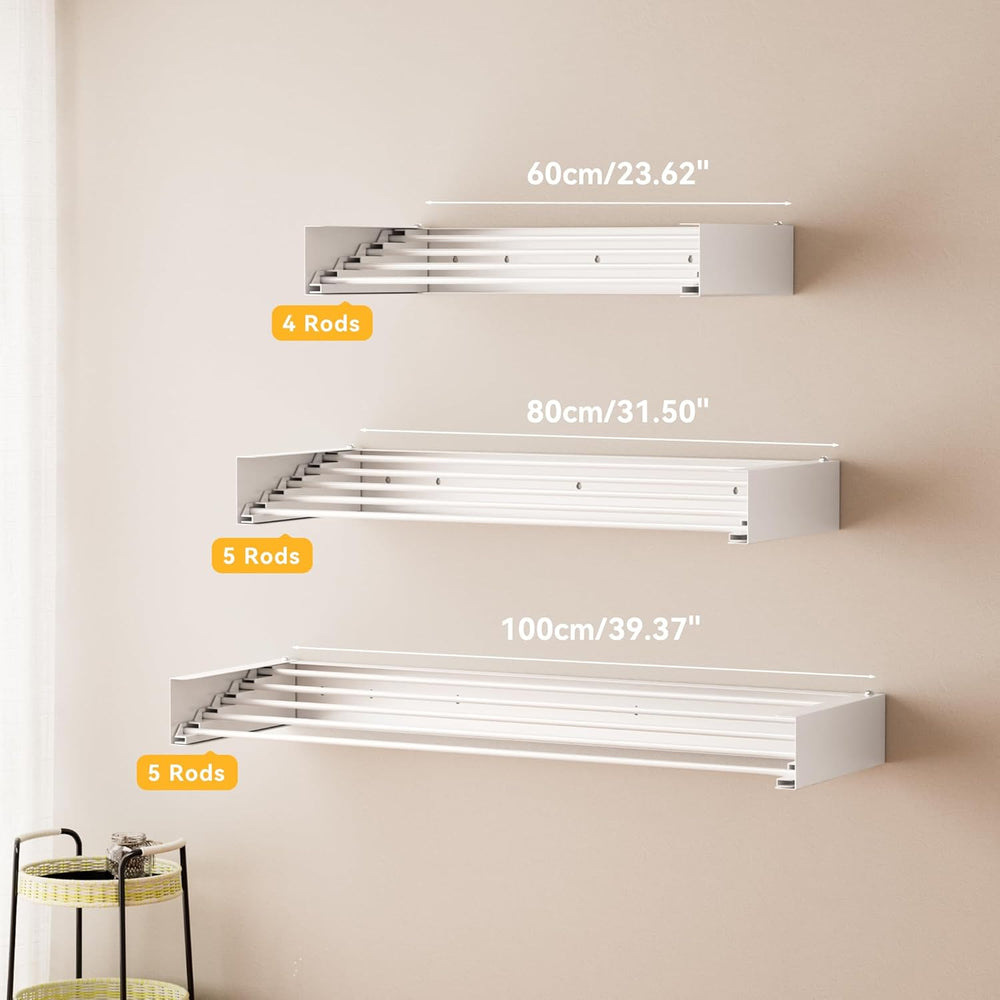 Wall Mounted Drying Rack, 23.6" Retractable Clothes Drying Rack, Heavy D...